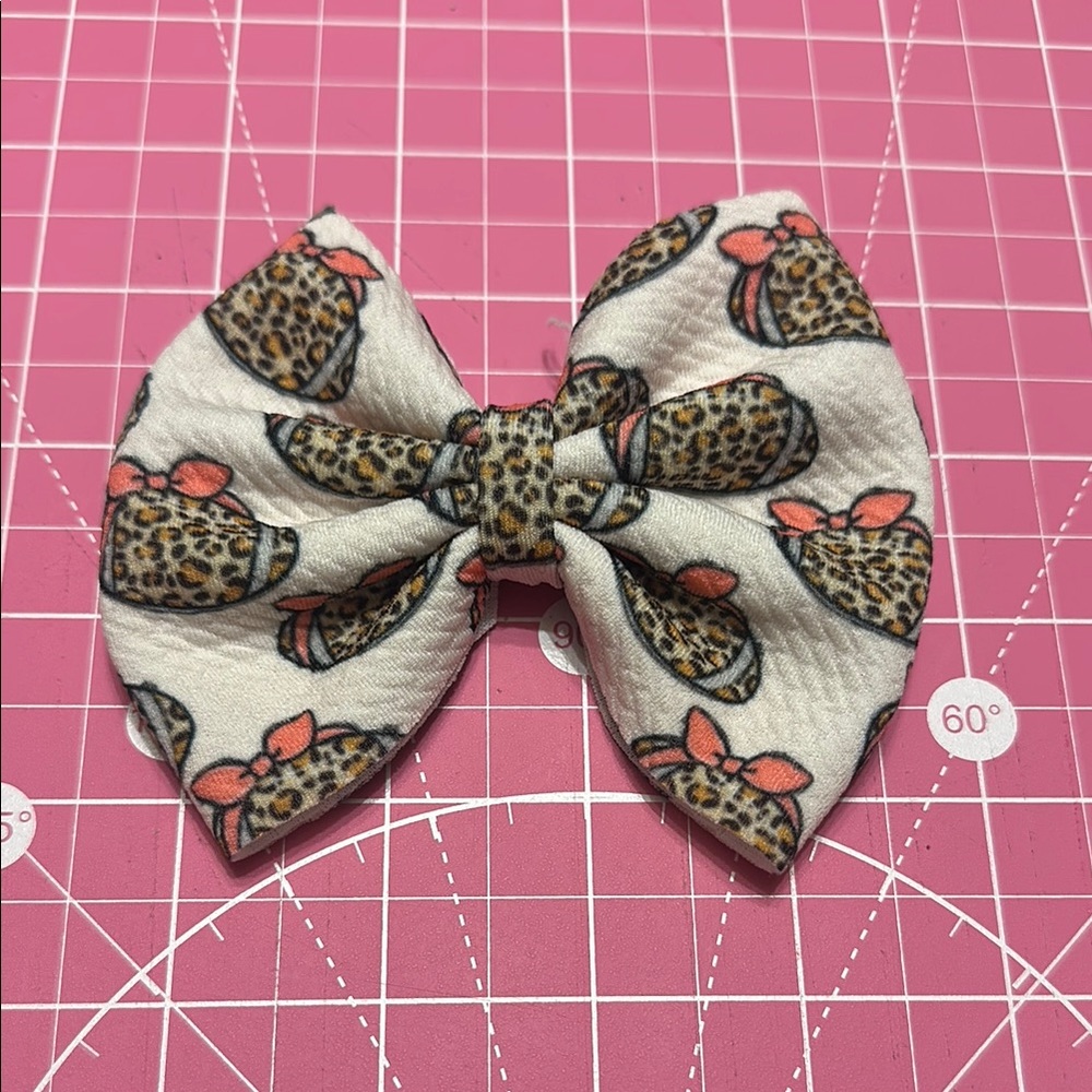 Leopard Print Football Hair Bow for Kids